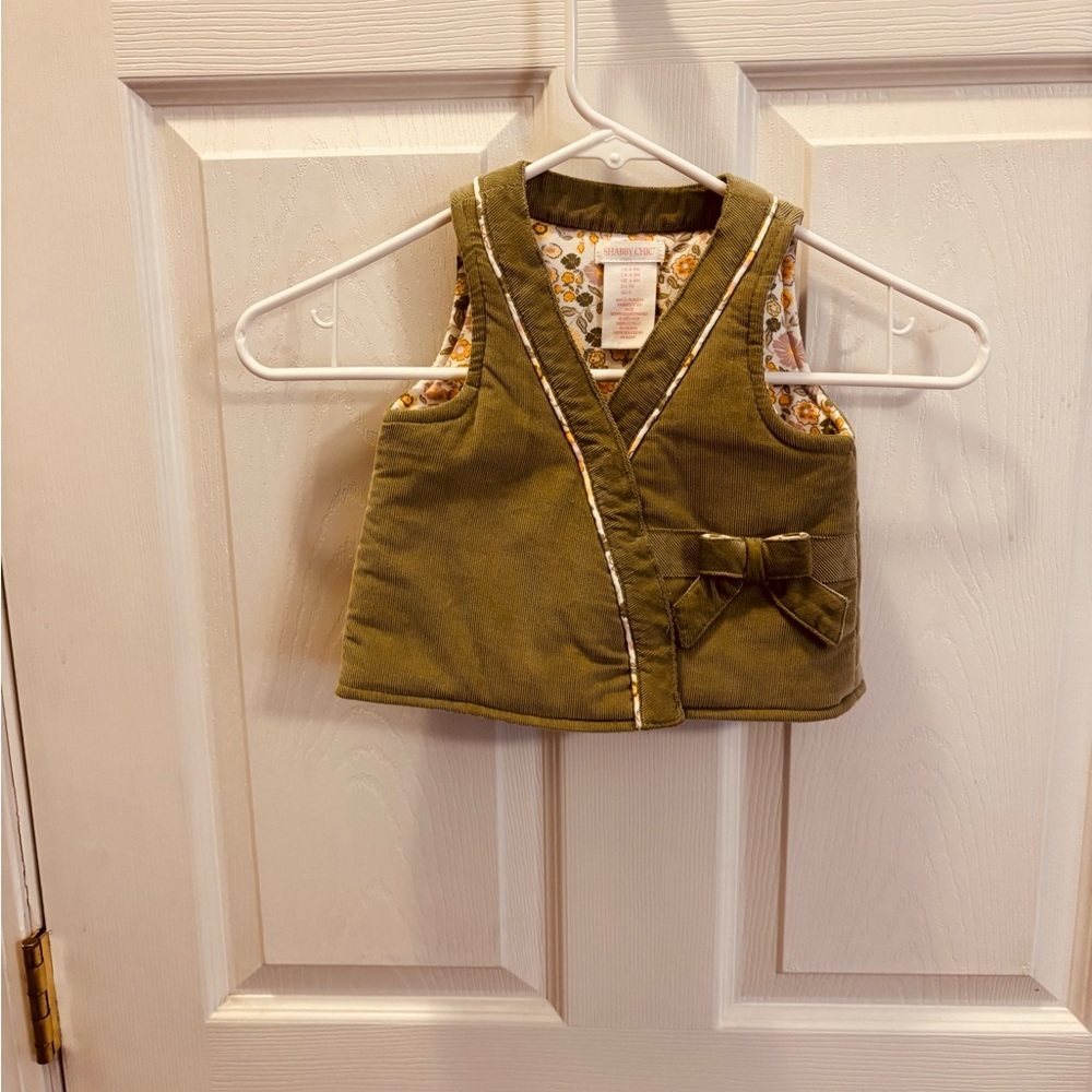Olive Green Baby Vest with Bow Detail